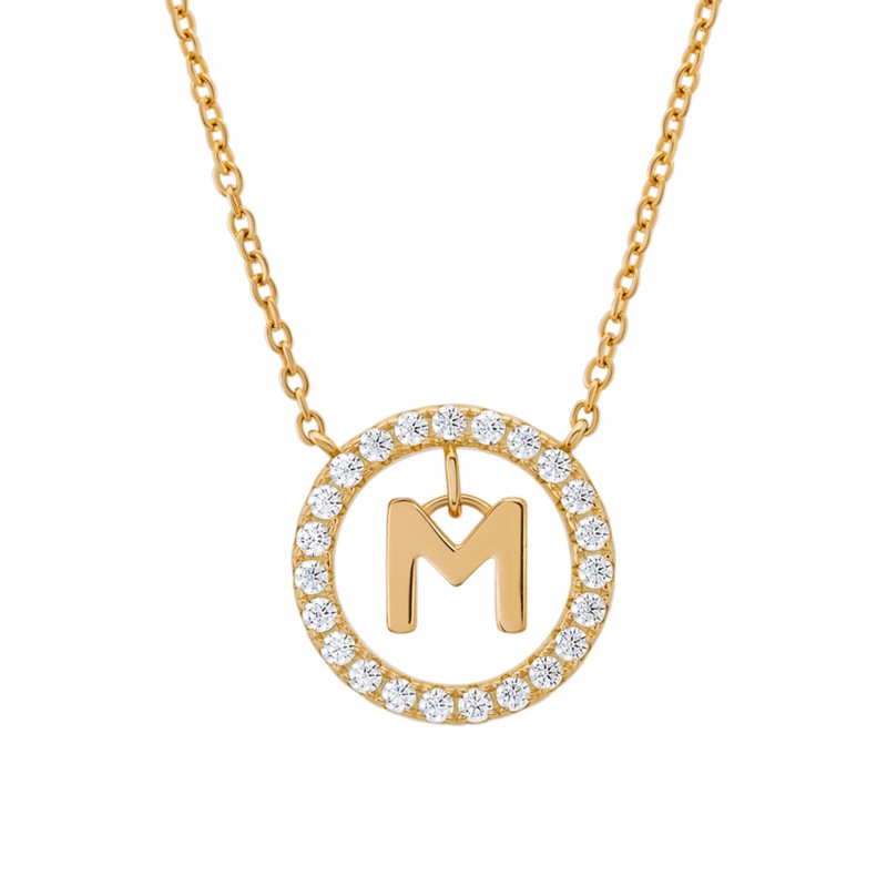 COLAR PRATA LETTER IN CIRCLE M UK.CL.1204.0300