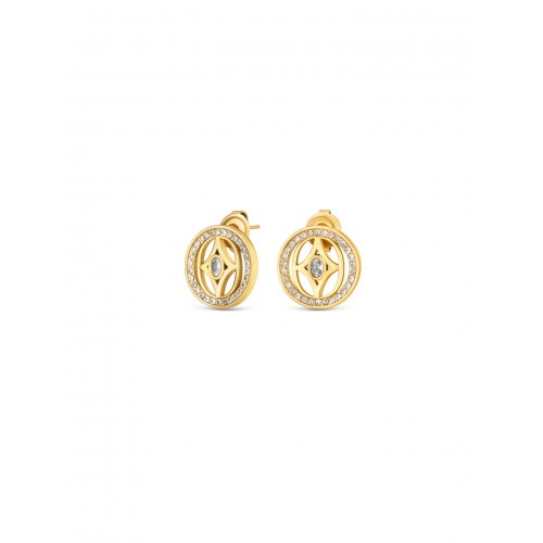 BRINCOS AÇO SENHORA ELENA BRILLIANCE  GOLD OJATE08D