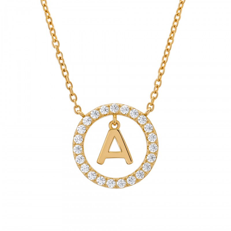 COLAR PRATA LETTER IN CIRCLE A UK.CL.1204.0289