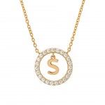 COLAR PRATA LETTER IN CIRCLE S UK.CL.1204.0306