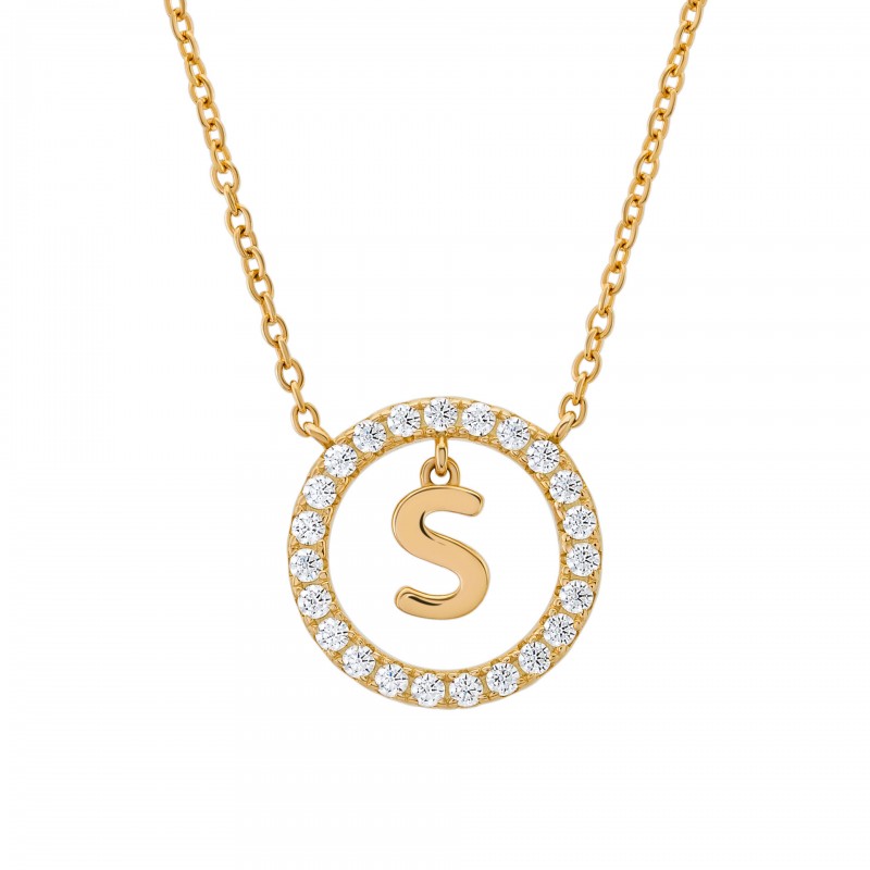 COLAR PRATA LETTER IN CIRCLE S UK.CL.1204.0306
