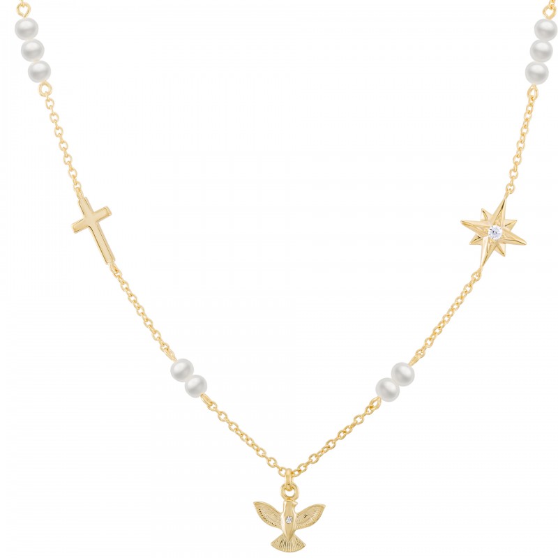 COLAR PRATA HOPE ESPÍRITO SANTO COM PÉROLAS UK.CL.JT0067.00.00