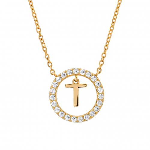 COLAR PRATA LETTER IN CIRCLE T UK.CL.1204.0307