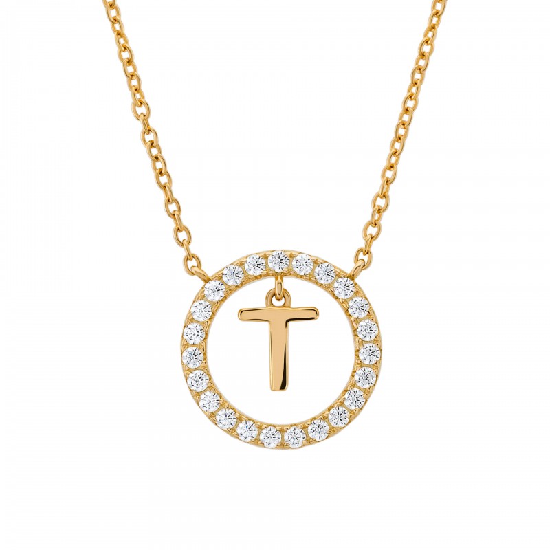 COLAR PRATA LETTER IN CIRCLE T UK.CL.1204.0307