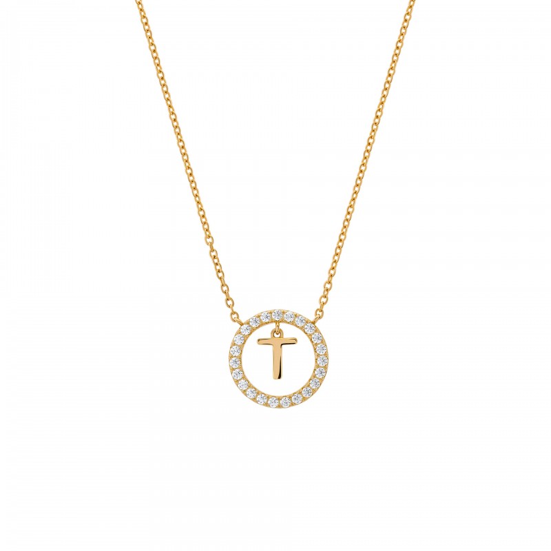 COLAR PRATA LETTER IN CIRCLE T UK.CL.1204.0307