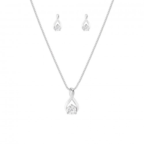 PACK PRATA COLAR E BRINCOS CLASSY SOLITAIRE UK.PK.1202.0005