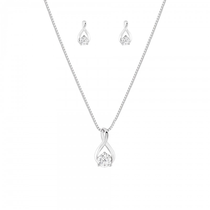 PACK PRATA COLAR E BRINCOS CLASSY SOLITAIRE UK.PK.1202.0005