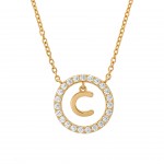 COLAR PRATA LETTER IN CIRCLE C UK.CL.1204.0291