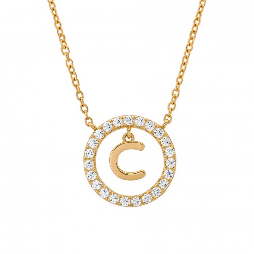 COLAR PRATA LETTER IN CIRCLE C UK.CL.1204.0291