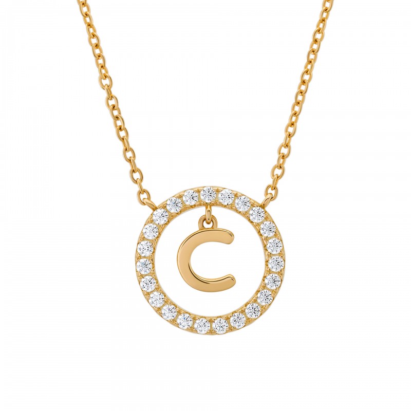 COLAR PRATA LETTER IN CIRCLE C UK.CL.1204.0291