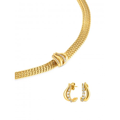 SET COLAR & BRINCOS AÇO STELLA GOLD OJSET15G