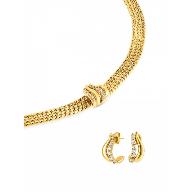 SET COLAR & BRINCOS AÇO STELLA GOLD OJSET15G