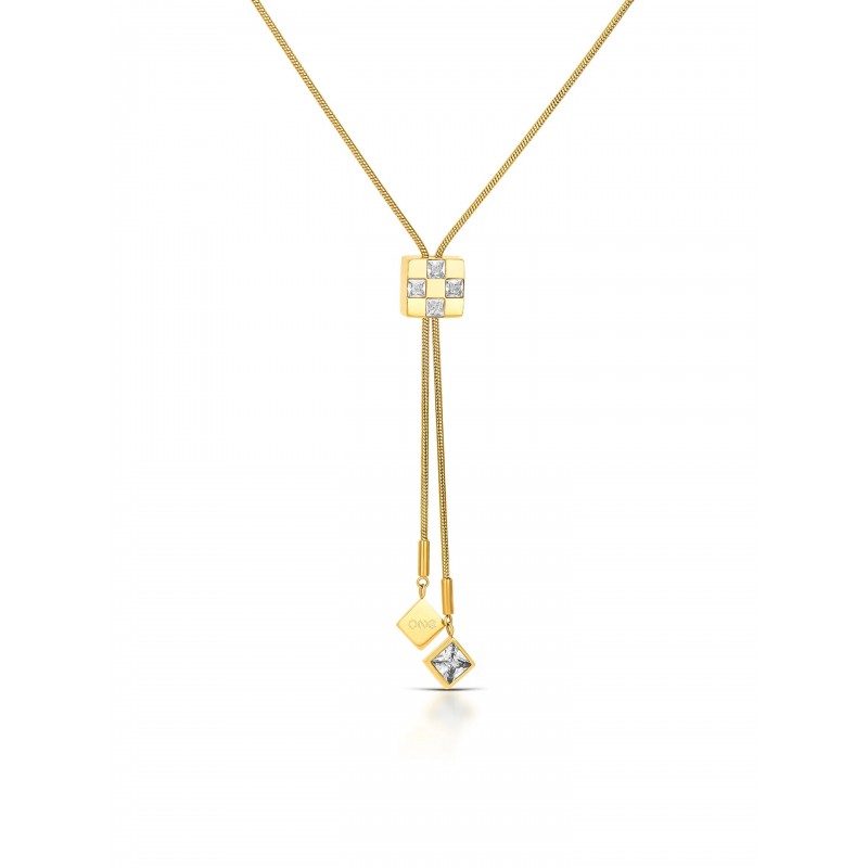 COLAR AÇO SENHORA CHESS LONG GOLD OJCHN02G