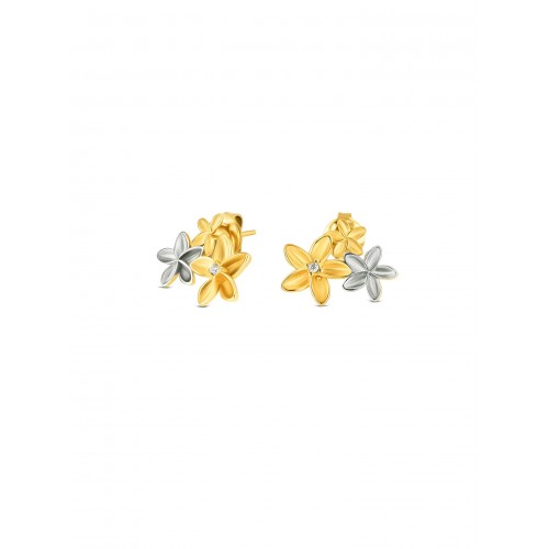 BRINCOS AÇO SENHORA FLEUR BICOLOR OJPFE01SG