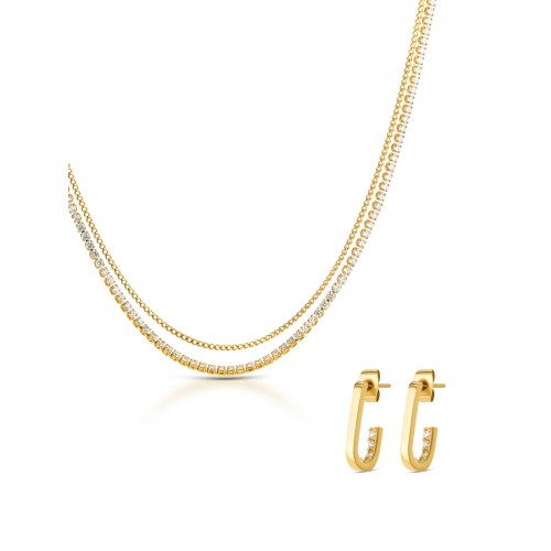 SET COLARES & BRINCOS AÇO GOLDEN TREASURES OJSEGT01G
