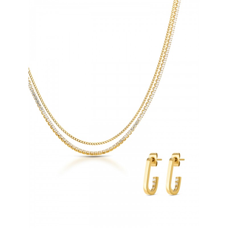 SET COLARES & BRINCOS AÇO GOLDEN TREASURES OJSEGT01G