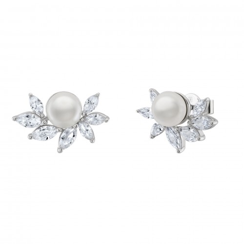 BRINCOS PRATA LEAFS PEARL SILVER UK.BR.1204.0219