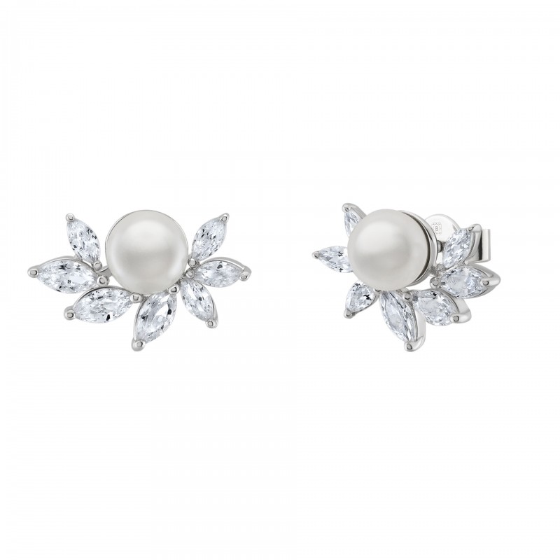 BRINCOS PRATA LEAFS PEARL SILVER UK.BR.1204.0219