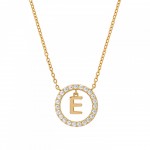 COLAR PRATA LETTER IN CIRCLE E UK.CL.1204.0293