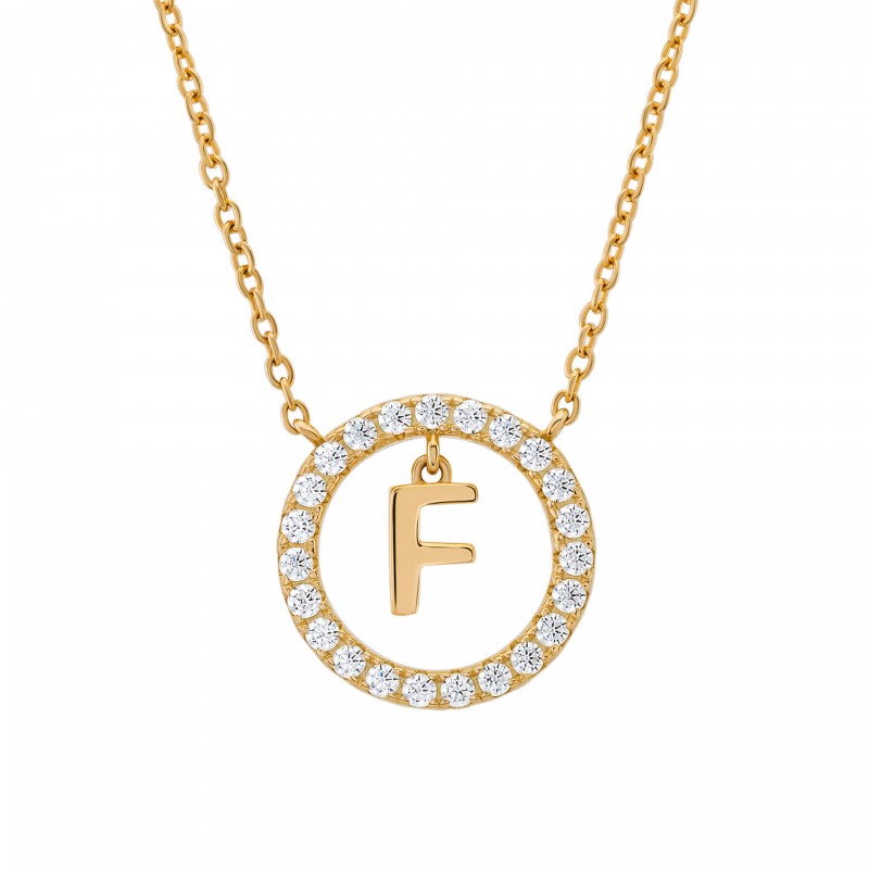 COLAR PRATA LETTER IN CIRCLE F UK.CL.1204.0294
