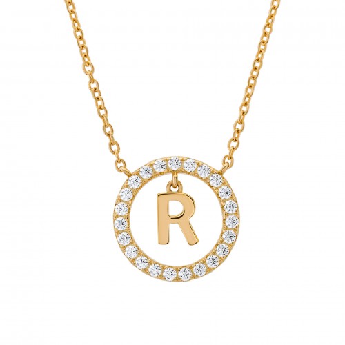 COLAR PRATA LETTER IN CIRCLE R UK.CL.1204.0305