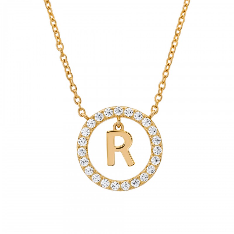 COLAR PRATA LETTER IN CIRCLE R UK.CL.1204.0305