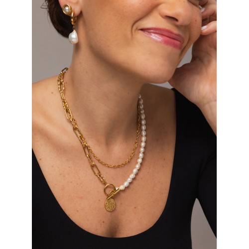 COLAR AÇO SENHORA NECKMESS PEARLY GOLD OJNN48G