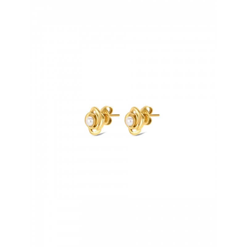 BRINCOS AÇO SENHORA ROSE PEARL GOLD OJRE02D