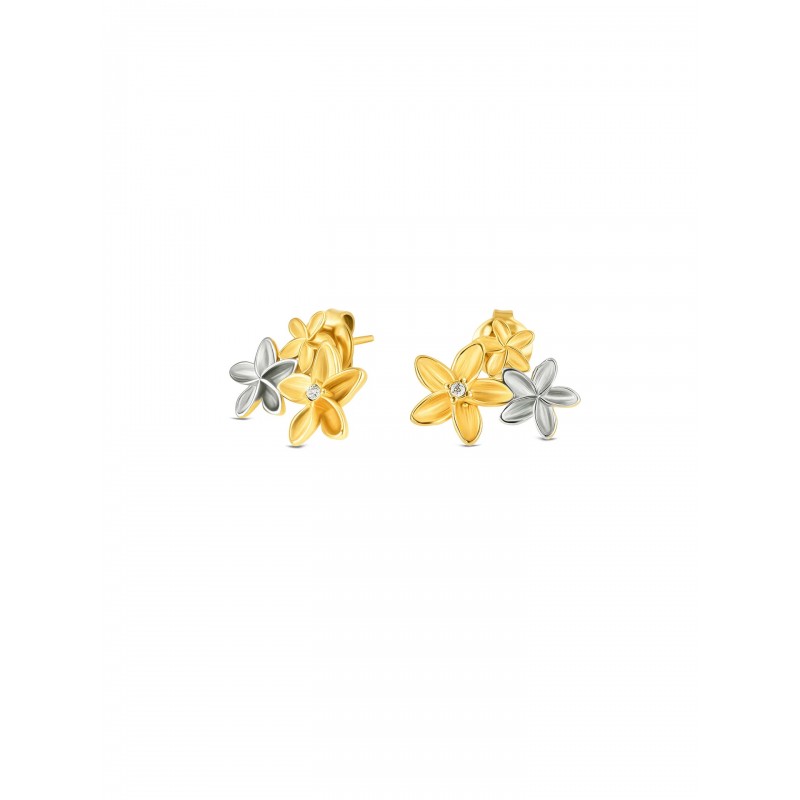 BRINCOS AÇO SENHORA FLEUR BICOLOR OJPFE01SG