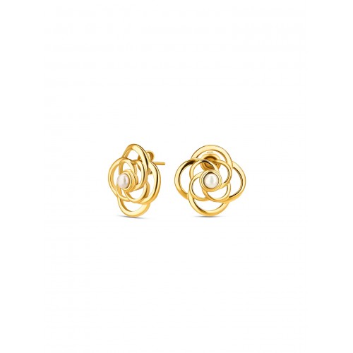 BRINCOS AÇO SENHORA ROSE BLOSSOM PEARL GOLD OJRE04D