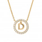 COLAR PRATA LETTER IN CIRCLE D UK.CL.1204.0292