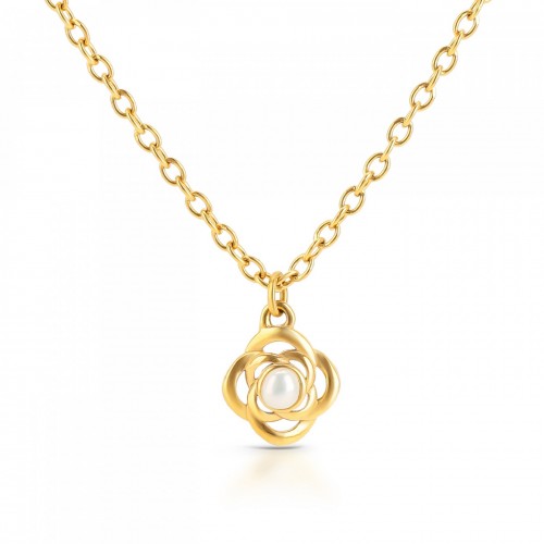 COLAR AÇO SENHORA ROSE PETITE PEARL GOLD OJRN02D