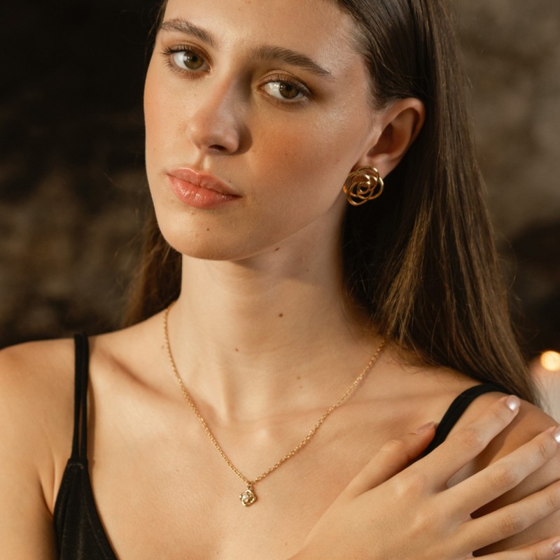 COLAR AÇO SENHORA ROSE PETITE PEARL GOLD OJRN02D