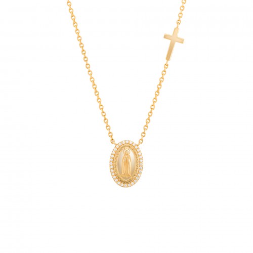 COLAR PRATA HOPE MEDALHA NOSSA SENHORA DE FÁTIMA & CRUZ UK.CL.JT0066.00.00