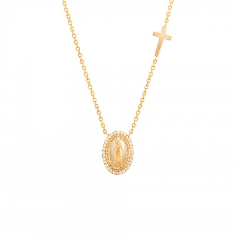 COLAR PRATA HOPE MEDALHA NOSSA SENHORA DE FÁTIMA & CRUZ UK.CL.JT0066.00.00