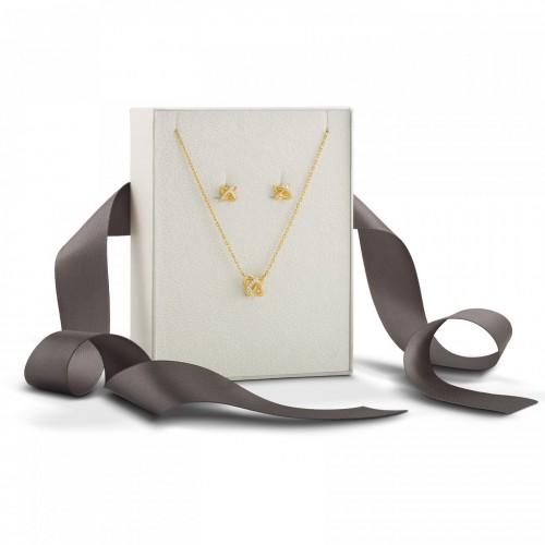 PACK PRATA COLAR+BRINCOS CLASSY & CHIC KNOT DOURADO UK.PK.1204.0021