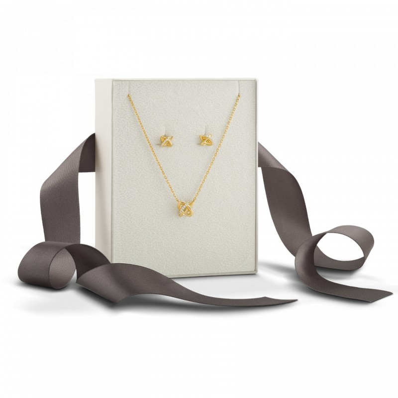 PACK PRATA COLAR+BRINCOS CLASSY & CHIC KNOT DOURADO UK.PK.1204.0021