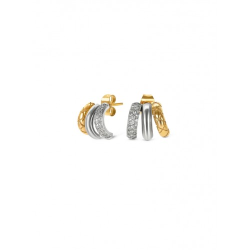 BRINCOS AÇO SENHORA DELIGHTFUL TRIPLE BICOLOR OJDFE02SG