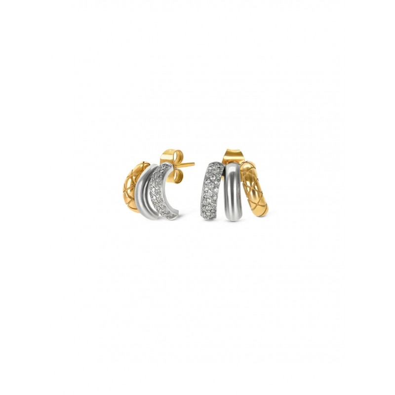 BRINCOS AÇO SENHORA DELIGHTFUL TRIPLE BICOLOR OJDFE02SG
