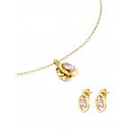 SET COLAR & BRINCOS AÇO BIRTHSTONE JUNE OJSET24G06