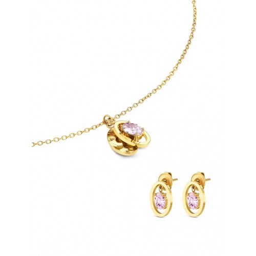 SET COLAR & BRINCOS AÇO BIRTHSTONE JUNE OJSET24G06