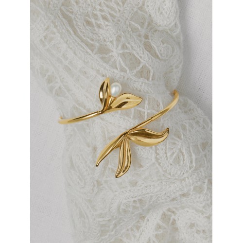 ESCRAVA AÇO SENHORA MARGOT FALLING LEAVES GOLD OJATB02D
