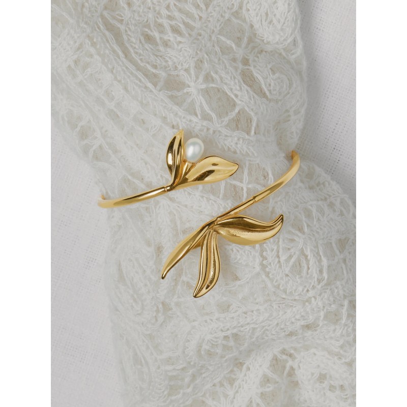 ESCRAVA AÇO SENHORA MARGOT FALLING LEAVES GOLD OJATB02D