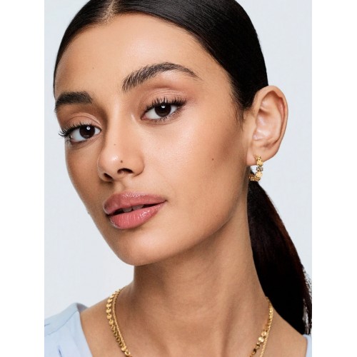 BRINCOS AÇO LUCKY FLOWER HOOP GOLD OJLFE06G