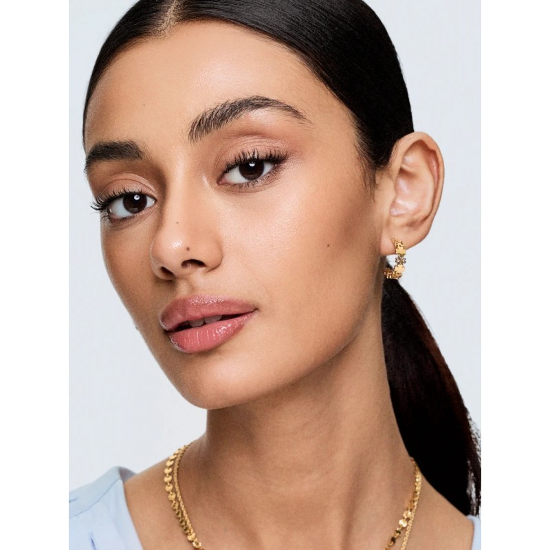 BRINCOS AÇO LUCKY FLOWER HOOP GOLD OJLFE06G