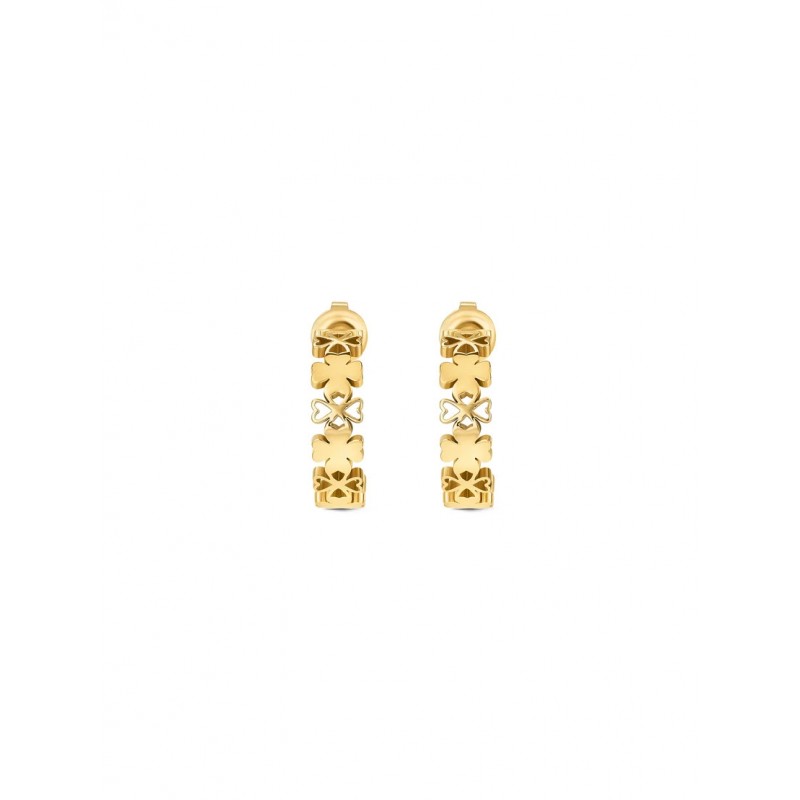 BRINCOS AÇO LUCKY FLOWER HOOP GOLD OJLFE06G