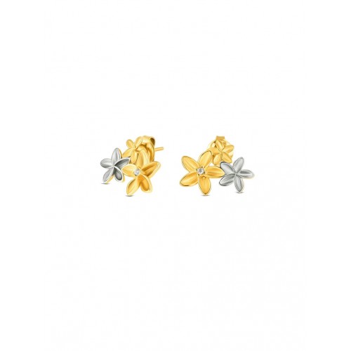 BRINCOS AÇO SENHORA FLEUR BICOLOR OJPFE01SG