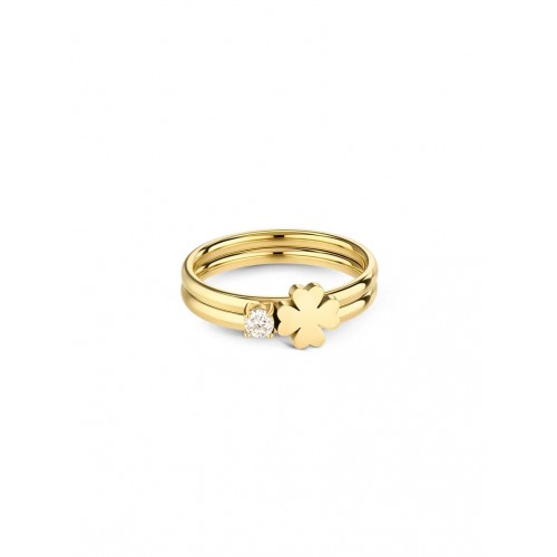 ANEL AÇO LUCKY FLOWER CRYSTAL GOLD OJLFR06G