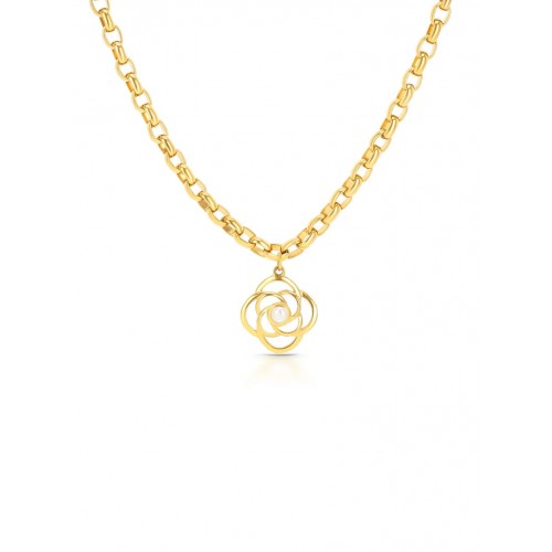 COLAR AÇO SENHORA ROSE PEARL GOLD OJRN01D