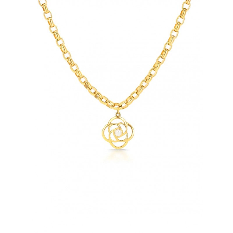 COLAR AÇO SENHORA ROSE PEARL GOLD OJRN01D